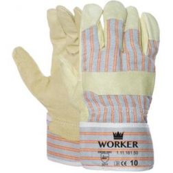 - Varkensnerflederen handschoen met gestreept doek EN 388 (3211)